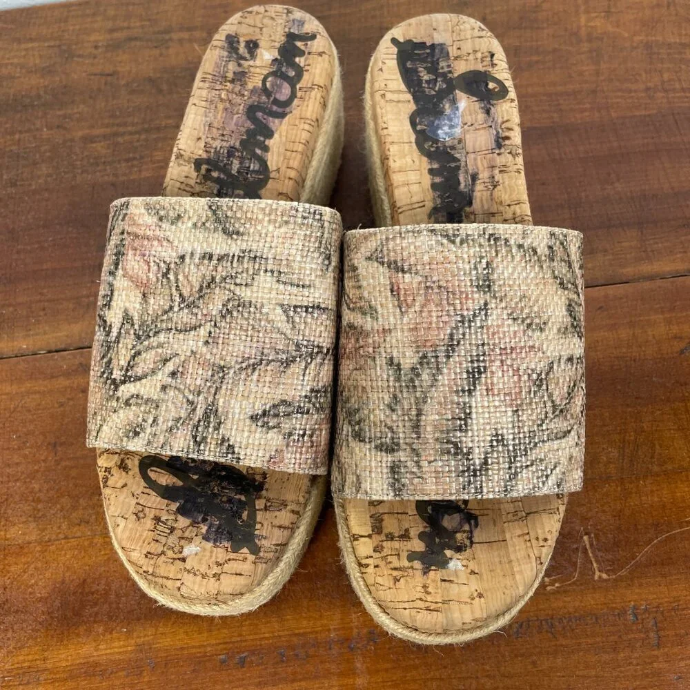 NEW Sam Edelman Women's Weslee Espadrilles Platform Sandals Cork Brown Sz 7.5
